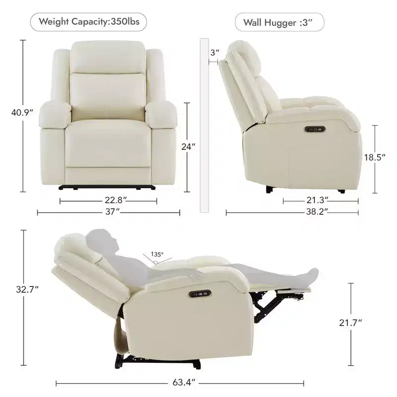 Fauteuil inclinable électrique avec appui-tête électrique et ports de chargement