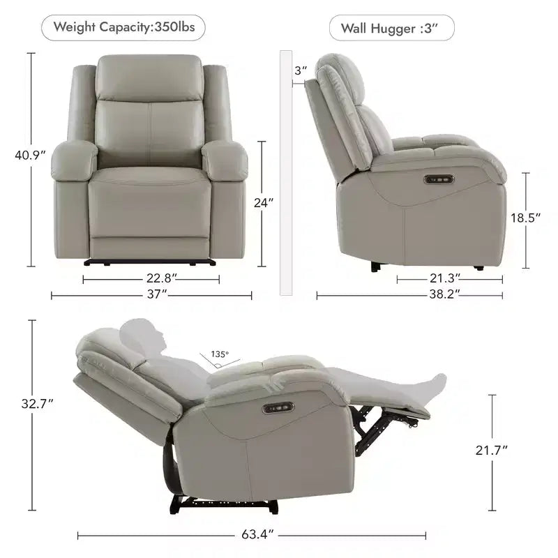 Fauteuil inclinable électrique avec appui-tête électrique et ports de chargement