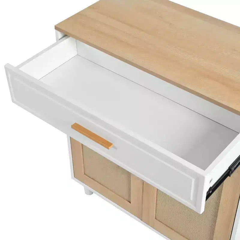 Meuble de rangement moderne avec griffoir pour chat, armoire de garde-manger avec tiroirs de rangement, table d'appoint pour salon, couloir, blanc