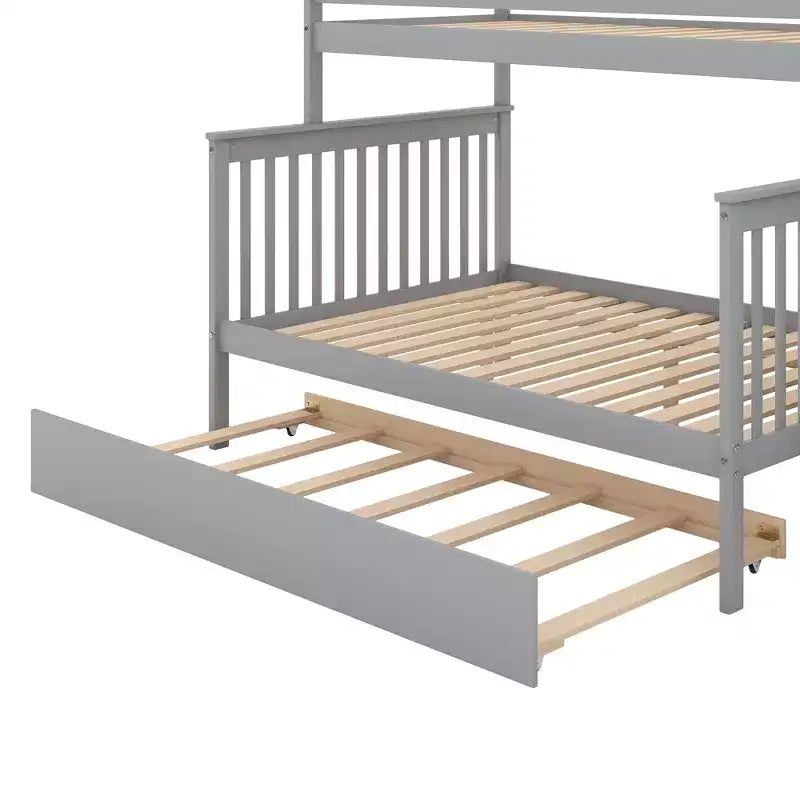 Lit superposé jumeau sur jumeau avec lit gigogne et escalier de rangement, lit superposé escalier en bois massif pour enfants, adolescents et adultes