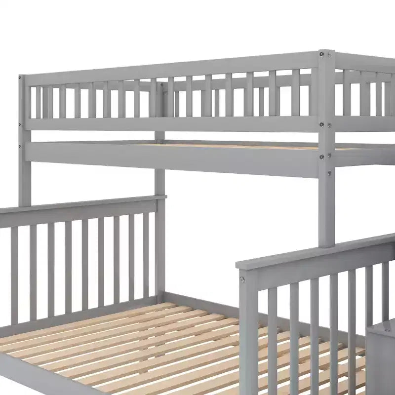 Lit superposé jumeau sur jumeau avec lit gigogne et escalier de rangement, lit superposé escalier en bois massif pour enfants, adolescents et adultes