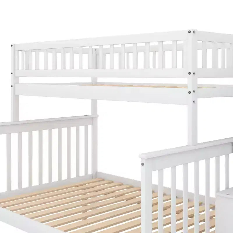 Lit superposé jumeau sur jumeau avec lit gigogne et escalier de rangement, lit superposé escalier en bois massif pour enfants, adolescents et adultes