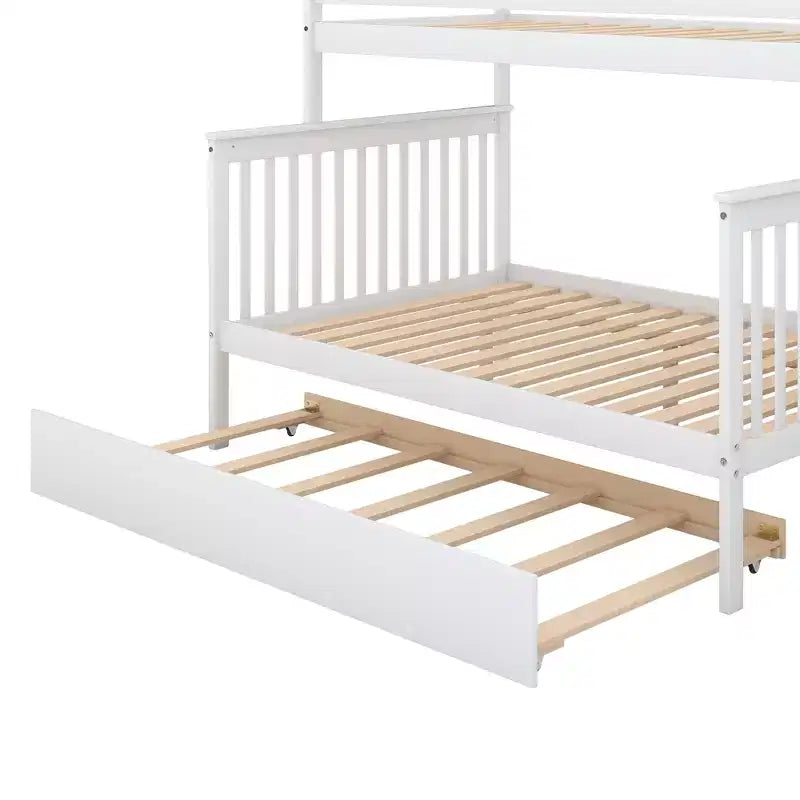 Lit superposé jumeau sur jumeau avec lit gigogne et escalier de rangement, lit superposé escalier en bois massif pour enfants, adolescents et adultes