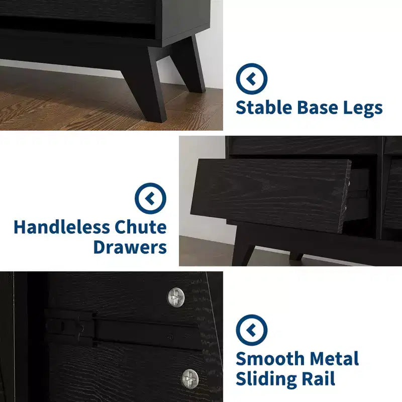 Commode Vintage, Commode à 6 Tiroirs avec Design Biseauté, Meuble TV pour Chambre, Salon, Entrée et Placard