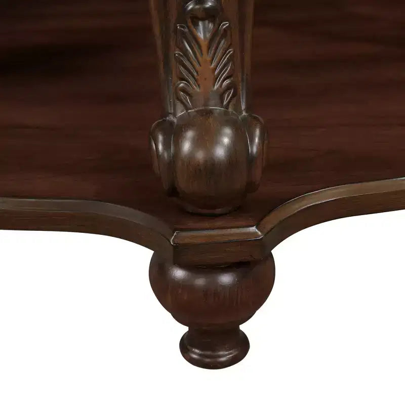 Table basse ovale en bois à 2 niveaux avec étagère de rangement ouverte pour le salon, Cerisier