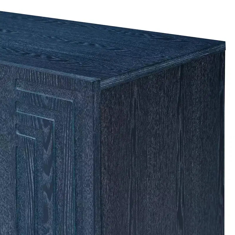 Buffet vintage 4 portes de 137 cm avec rangements et étagères réglables pour salle à manger et salon, bleu marine antique
