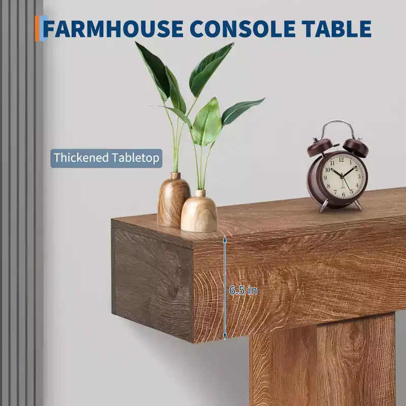 Table Console Rectangulaire en Bois Derrière le Canapé, Tables d'Entrée Ferme, Marron Rustique/2-niveaux