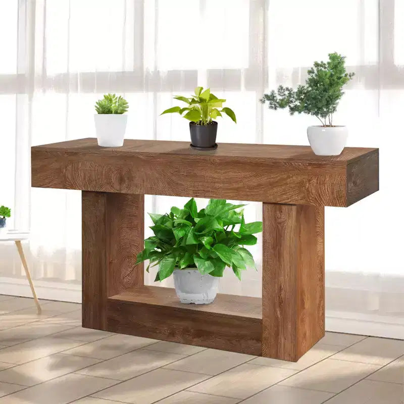 Table Console Rectangulaire en Bois Derrière le Canapé, Tables d'Entrée Ferme, Marron Rustique/2-niveaux