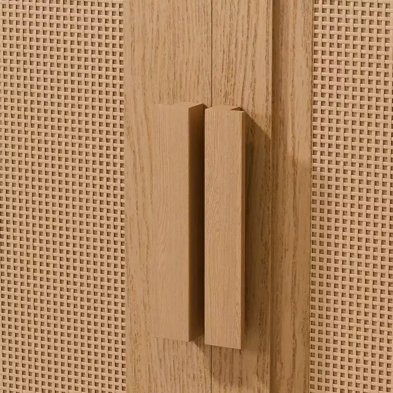 Buffet moderne 4 portes en rotin, 62 l x 31 H po, meuble d'appoint de rangement pour couloir, entrée, salle à manger, naturel