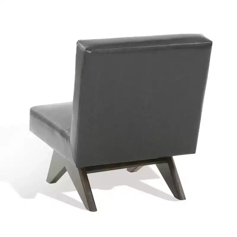 Fauteuil d'appoint en cuir végétalien - Noir/Noyer