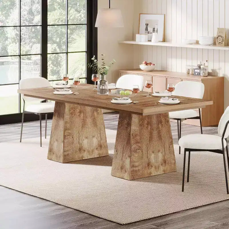 Lantine Dining Table for 4-6, 63Modern Kitchen Table with Sturdy Tapered Wood Legs, for Dining Room, Kitchen, Living Room