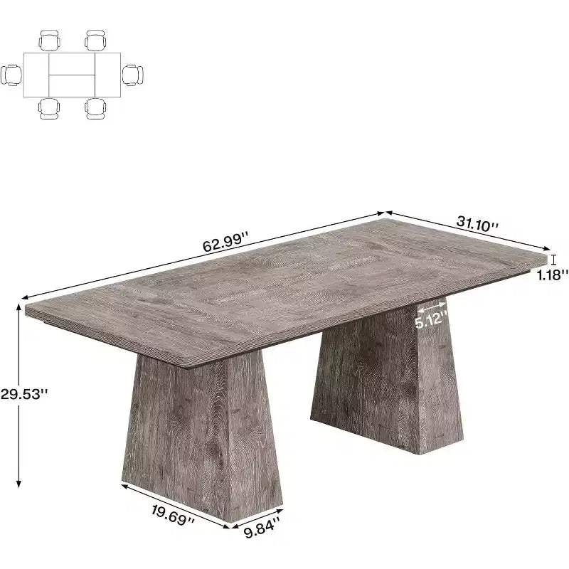 Table de salle à manger pour 4-6 personnes, table de cuisine moderne de 160 cm avec pieds coniques en bois robustes, pour salle à manger, cuisine, salon