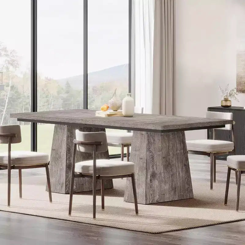 Table de salle à manger pour 4-6 personnes, table de cuisine moderne de 160 cm avec pieds coniques en bois robustes, pour salle à manger, cuisine, salon
