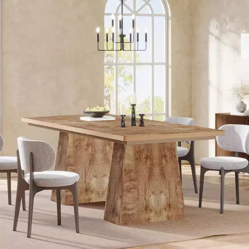 Table de salle à manger pour 4-6 personnes, table de cuisine moderne de 160 cm avec pieds coniques en bois robustes, pour salle à manger, cuisine, salon