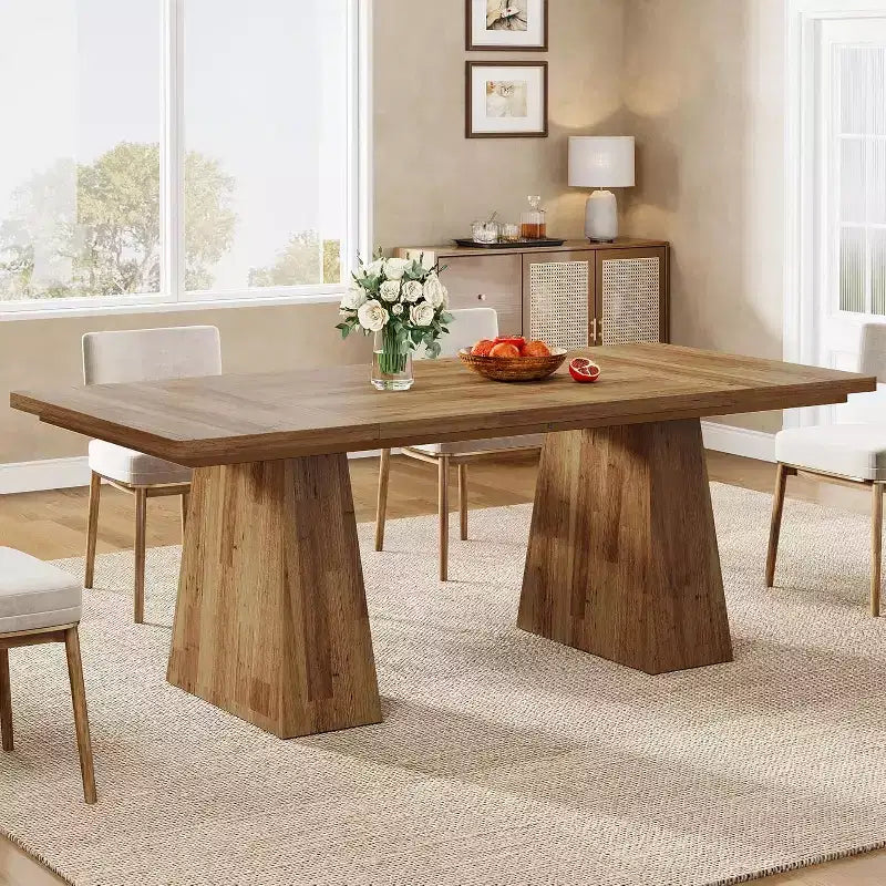 Table de salle à manger pour 4-6 personnes, table de cuisine moderne de 160 cm avec pieds coniques en bois robustes, pour salle à manger, cuisine, salon