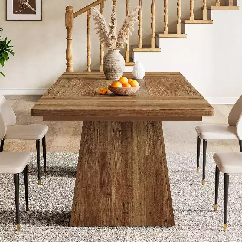 Table de salle à manger pour 4-6 personnes, table de cuisine moderne de 160 cm avec pieds coniques en bois robustes, pour salle à manger, cuisine, salon