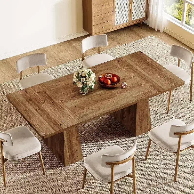 Table de salle à manger pour 4-6 personnes, table de cuisine moderne de 160 cm avec pieds coniques en bois robustes, pour salle à manger, cuisine, salon