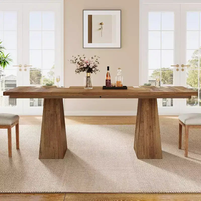 Table de salle à manger pour 4-6 personnes, table de cuisine moderne de 160 cm avec pieds coniques en bois robustes, pour salle à manger, cuisine, salon