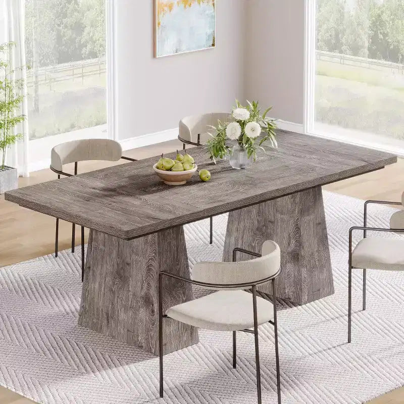 Table de salle à manger pour 4-6 personnes, table de cuisine moderne de 160 cm avec pieds coniques en bois robustes, pour salle à manger, cuisine, salon
