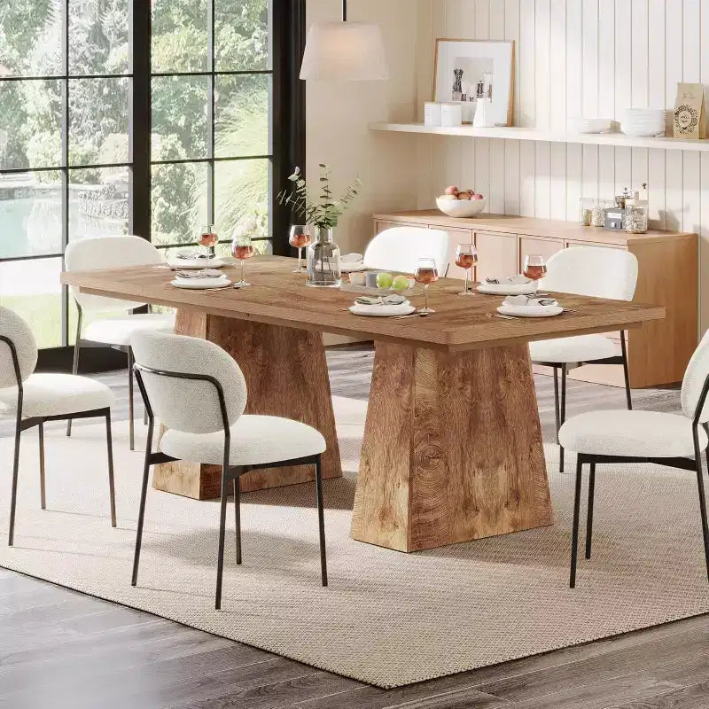 Table de salle à manger pour 4-6 personnes, table de cuisine moderne de 160 cm avec pieds coniques en bois robustes, pour salle à manger, cuisine, salon
