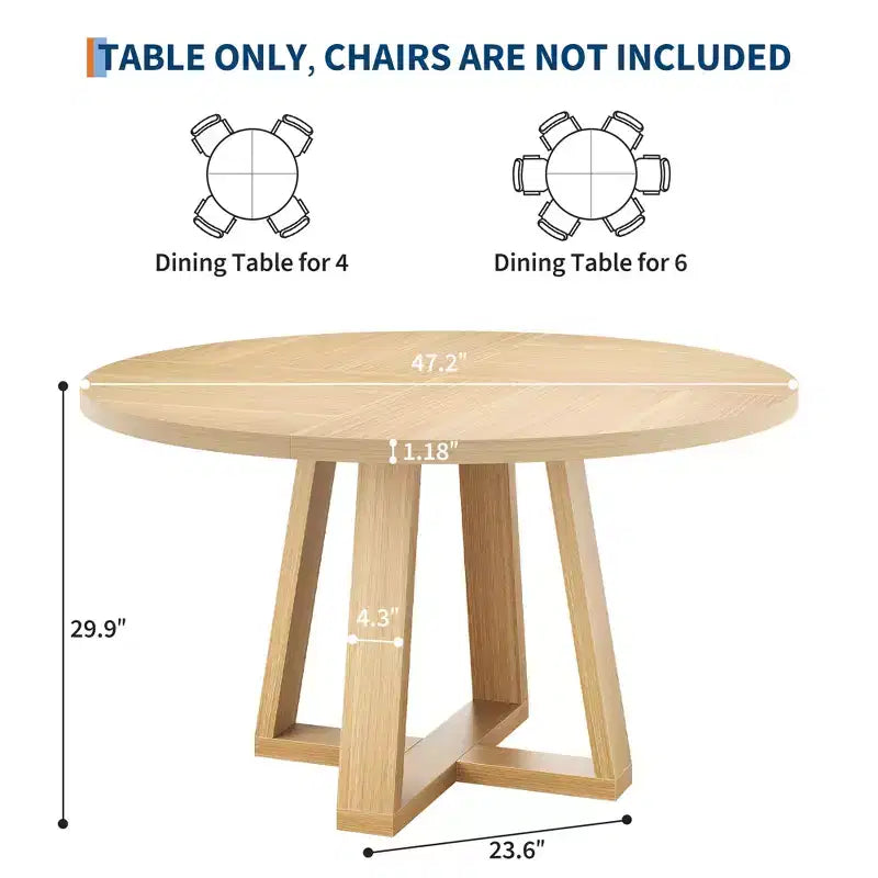Table à manger ronde pour 4 personnes, table de salle à manger de 120 cm, tables de cuisine circulaires pour salle à manger, cuisine, salon (table uniquement)