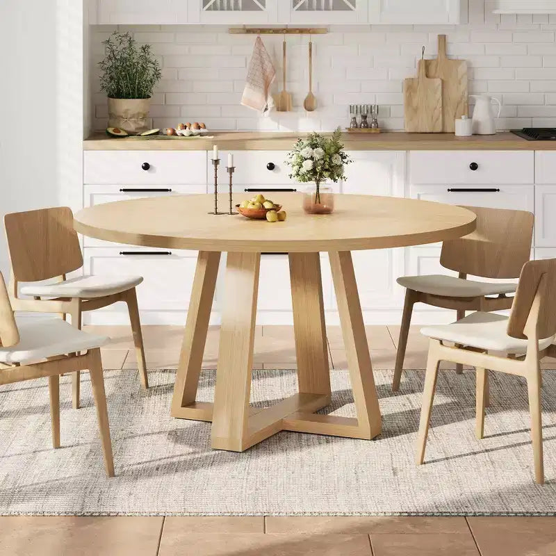 Table à manger ronde pour 4 personnes, table de salle à manger de 120 cm, tables de cuisine circulaires pour salle à manger, cuisine, salon (table uniquement)