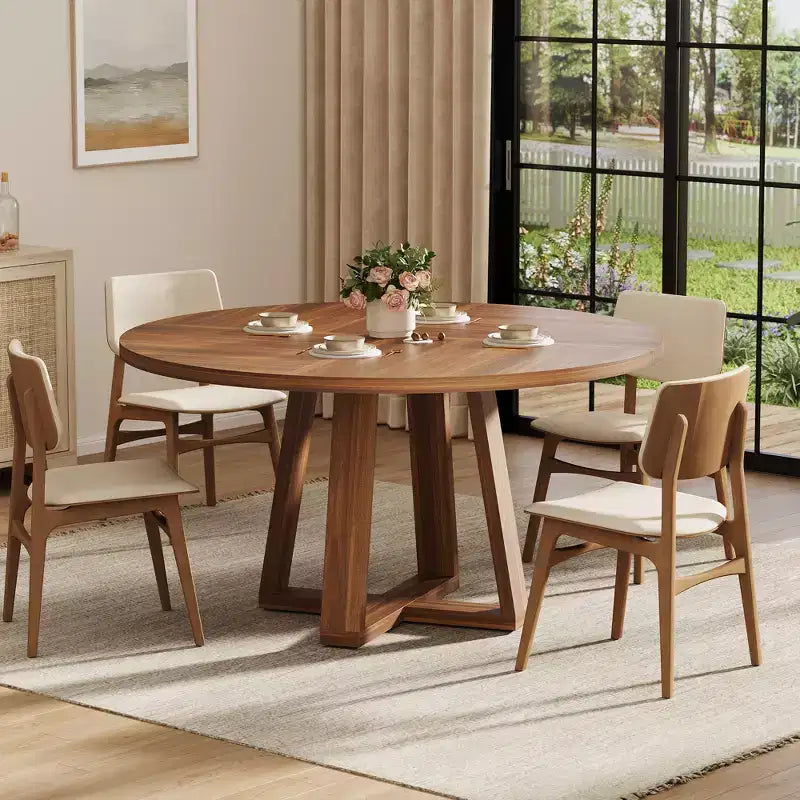 Table à manger ronde pour 4 personnes, table de salle à manger de 120 cm, tables de cuisine circulaires pour salle à manger, cuisine, salon (table uniquement)