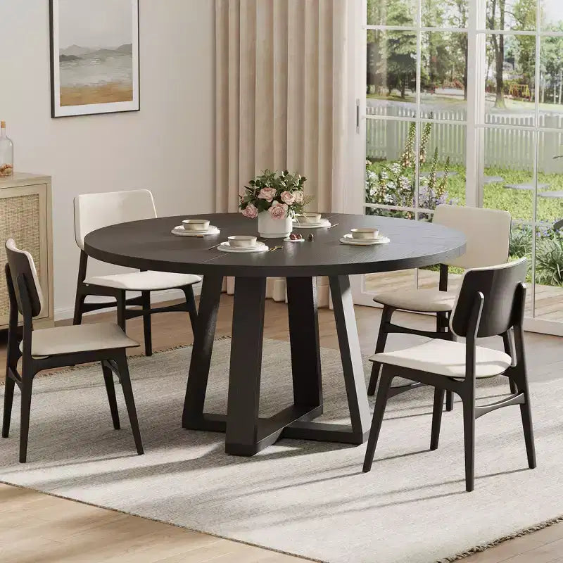 Table à manger ronde pour 4 personnes, table de salle à manger de 120 cm, tables de cuisine circulaires pour salle à manger, cuisine, salon (table uniquement)