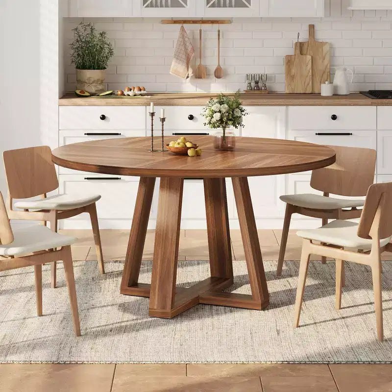 Table à manger ronde pour 4 personnes, table de salle à manger de 120 cm, tables de cuisine circulaires pour salle à manger, cuisine, salon (table uniquement)