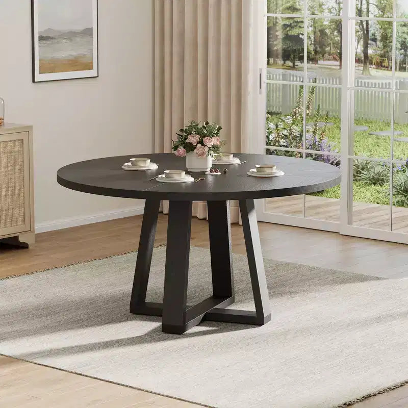 Table à manger ronde pour 4 personnes, table de salle à manger de 120 cm, tables de cuisine circulaires pour salle à manger, cuisine, salon (table uniquement)