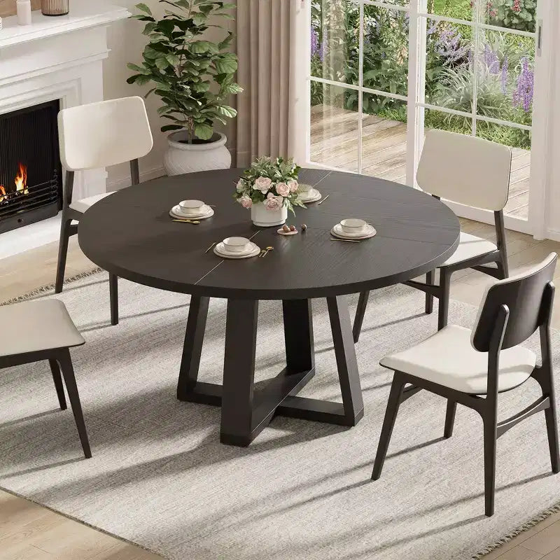 Table à manger ronde pour 4 personnes, table de salle à manger de 120 cm, tables de cuisine circulaires pour salle à manger, cuisine, salon (table uniquement)