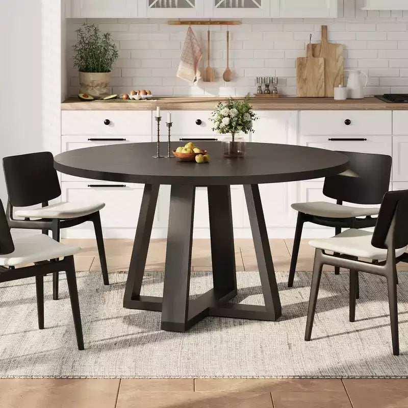 Table à manger ronde pour 4 personnes, table de salle à manger de 120 cm, tables de cuisine circulaires pour salle à manger, cuisine, salon (table uniquement)