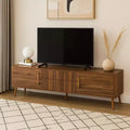 Homy Casa Mid-Century Walnut TV Stand with Solid Frame and Enclosed Storage for Living Room