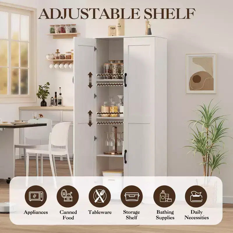 Armoire de rangement de style ferme, Meubles de rangement de cuisine, Grande armoire haute sur pied, Organisateurs de garde-manger, Pour salon, chambre à coucher, salle de bain