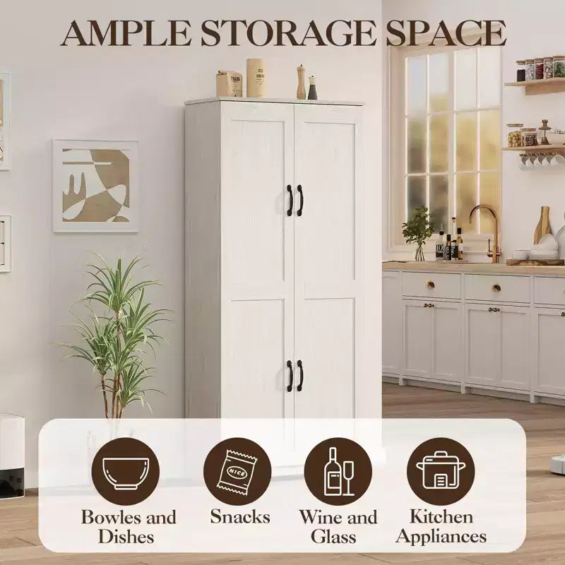 Armoire de rangement de style ferme, Meubles de rangement de cuisine, Grande armoire haute sur pied, Organisateurs de garde-manger, Pour salon, chambre à coucher, salle de bain