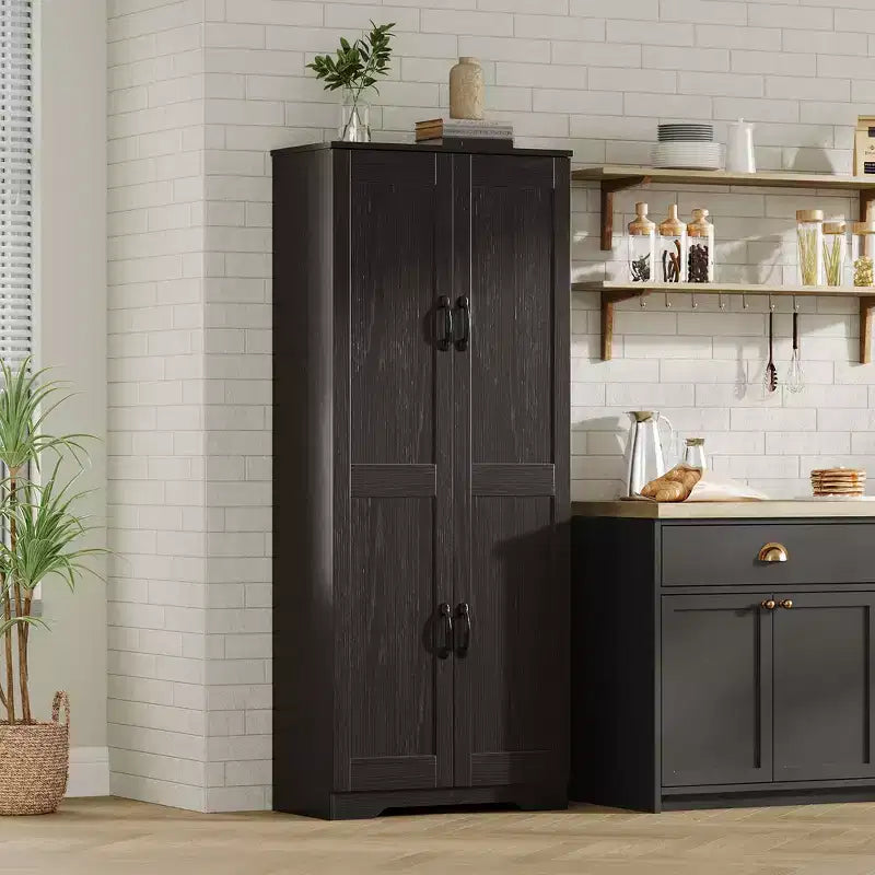 Armoire de rangement de style ferme, Meubles de rangement de cuisine, Grande armoire haute sur pied, Organisateurs de garde-manger, Pour salon, chambre à coucher, salle de bain