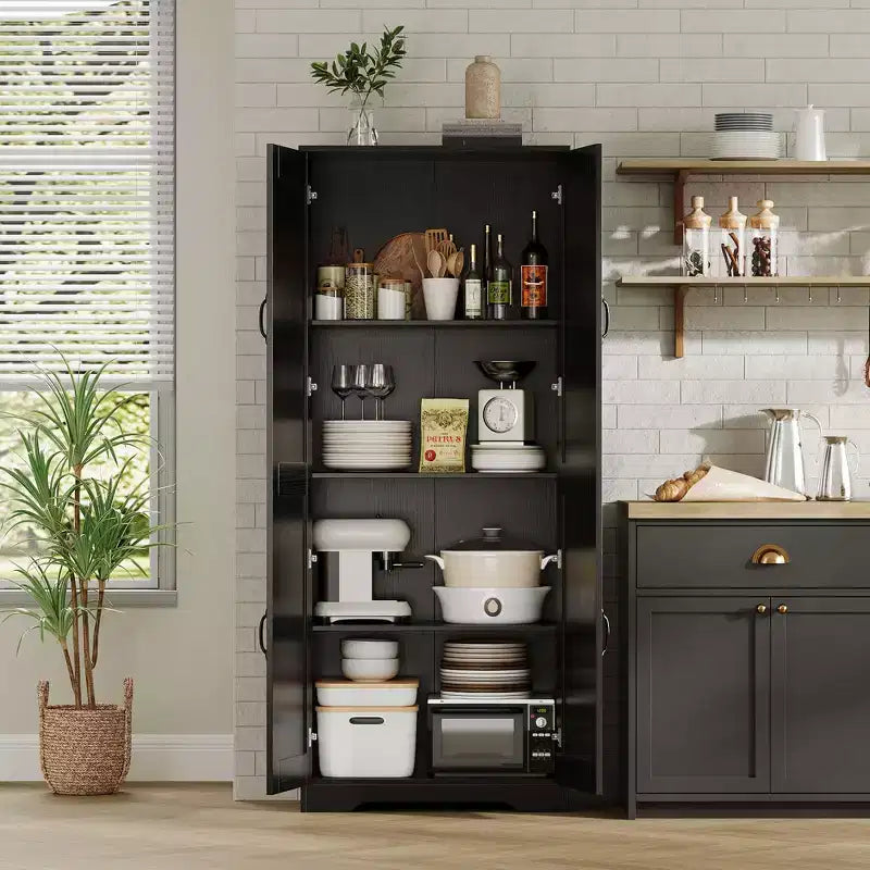 Armoire de rangement de style ferme, Meubles de rangement de cuisine, Grande armoire haute sur pied, Organisateurs de garde-manger, Pour salon, chambre à coucher, salle de bain