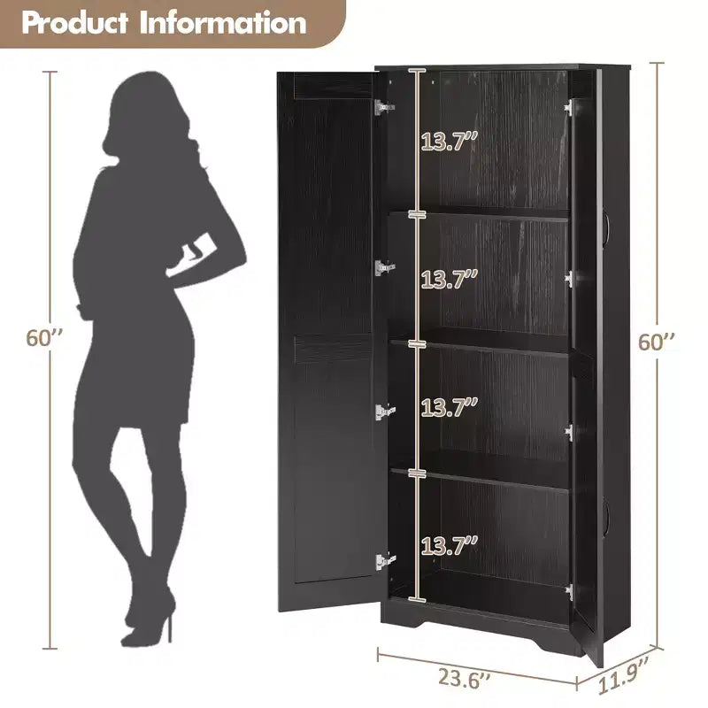 Armoire de rangement de style ferme, Meubles de rangement de cuisine, Grande armoire haute sur pied, Organisateurs de garde-manger, Pour salon, chambre à coucher, salle de bain