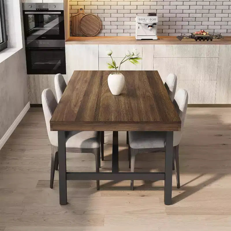 Grande table à manger de 180 cm de long pour 6-8 personnes, table de cuisine en bois avec pieds robustes pour cuisine, salle à manger