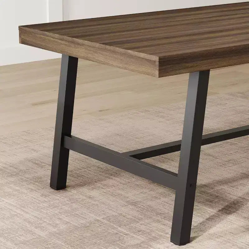 Grande table à manger de 180 cm de long pour 6-8 personnes, table de cuisine en bois avec pieds robustes pour cuisine, salle à manger