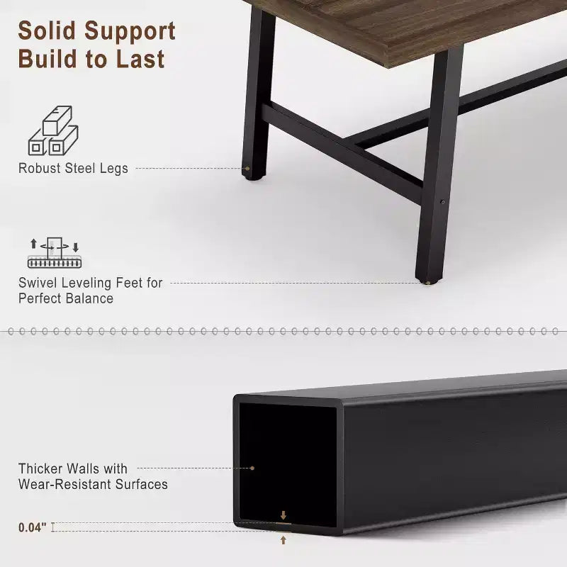 Grande table à manger de 180 cm de long pour 6-8 personnes, table de cuisine en bois avec pieds robustes pour cuisine, salle à manger