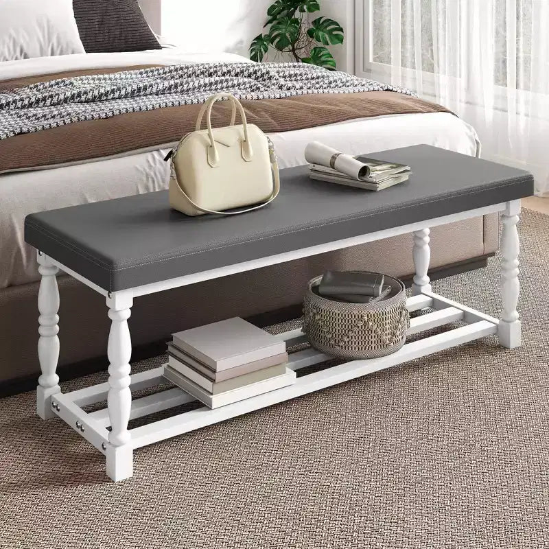 Banc à Chaussures d'Entrée avec Coussin et Rangement pour 5 à 6 Paires de Chaussures
