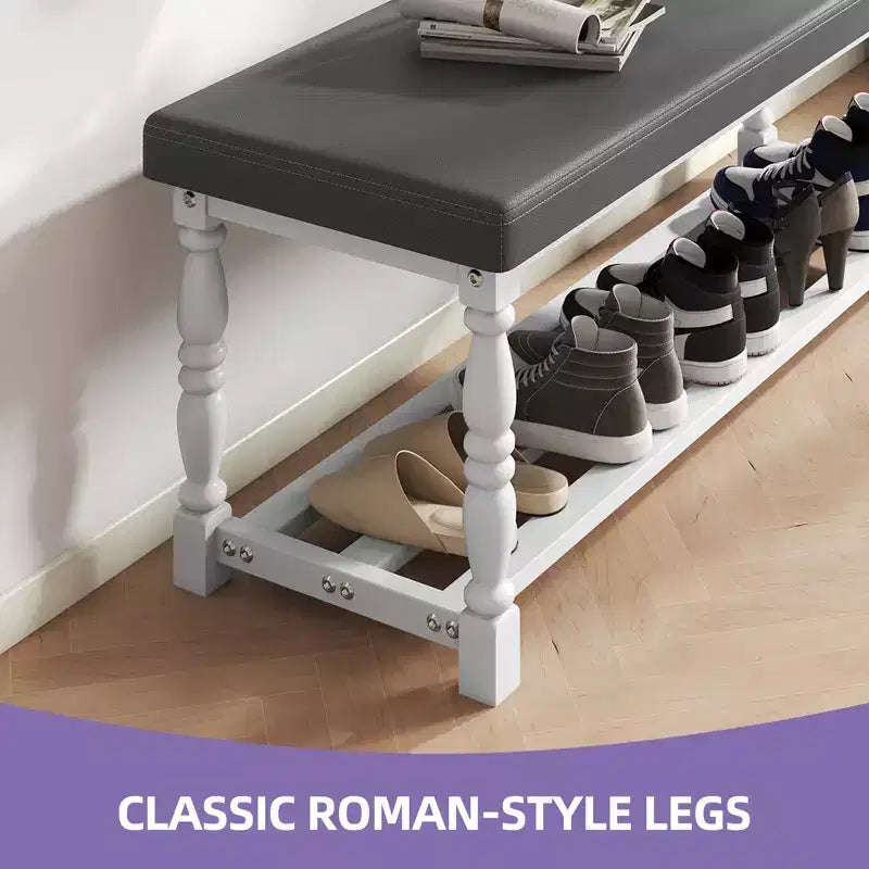 Banc à Chaussures d'Entrée avec Coussin et Rangement pour 5 à 6 Paires de Chaussures