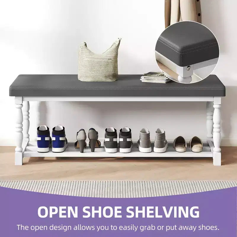 Banc à Chaussures d'Entrée avec Coussin et Rangement pour 5 à 6 Paires de Chaussures