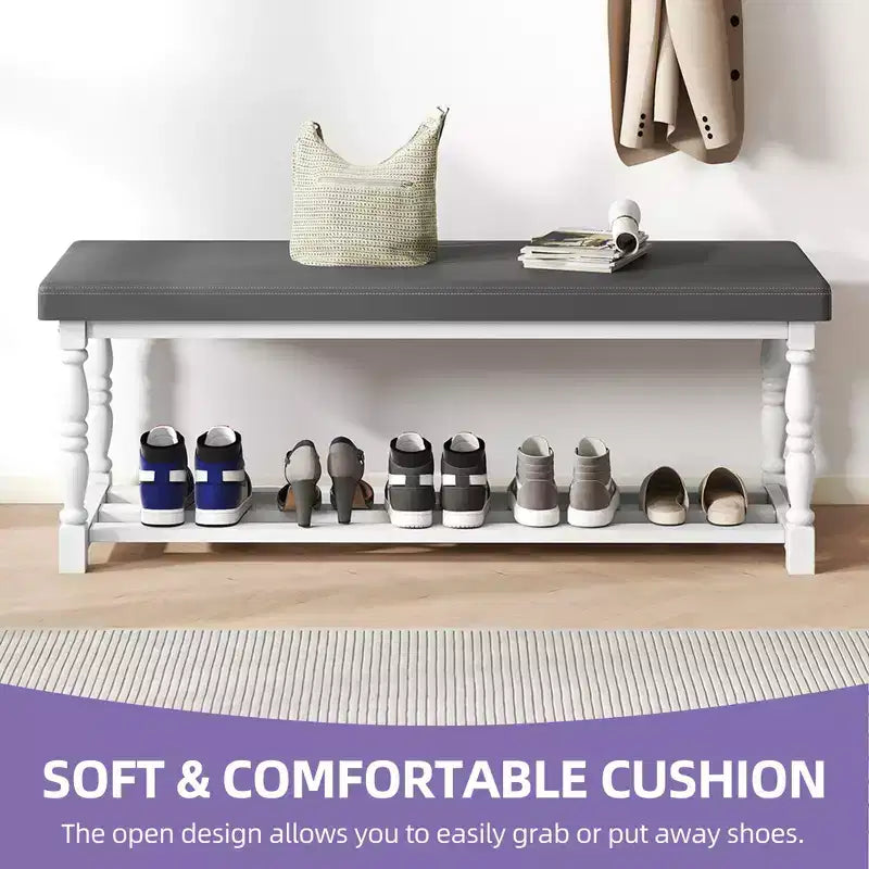 Banc à Chaussures d'Entrée avec Coussin et Rangement pour 5 à 6 Paires de Chaussures