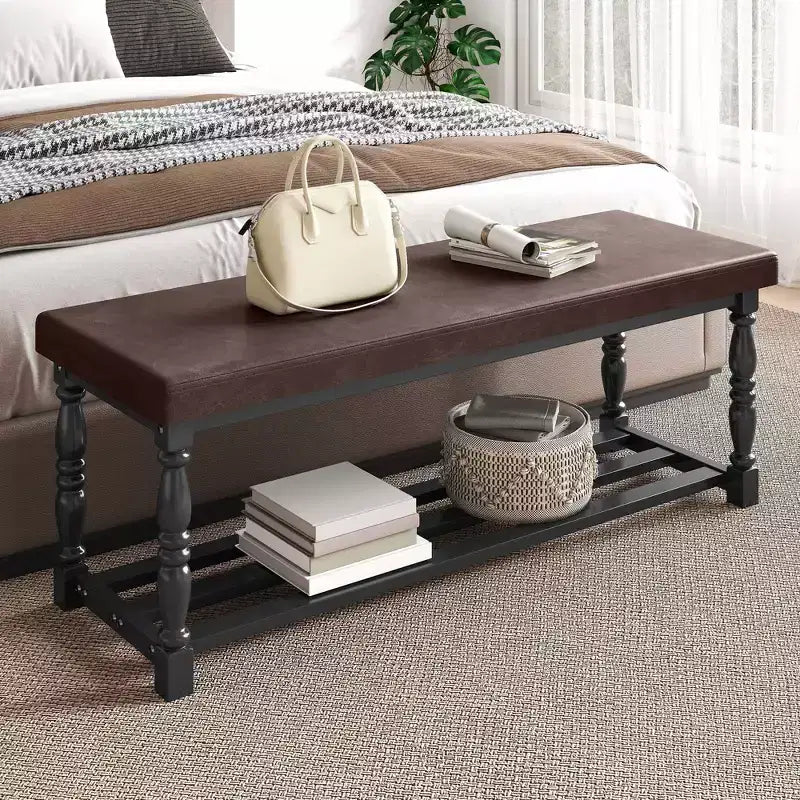 Banc à Chaussures d'Entrée avec Coussin et Rangement pour 5 à 6 Paires de Chaussures