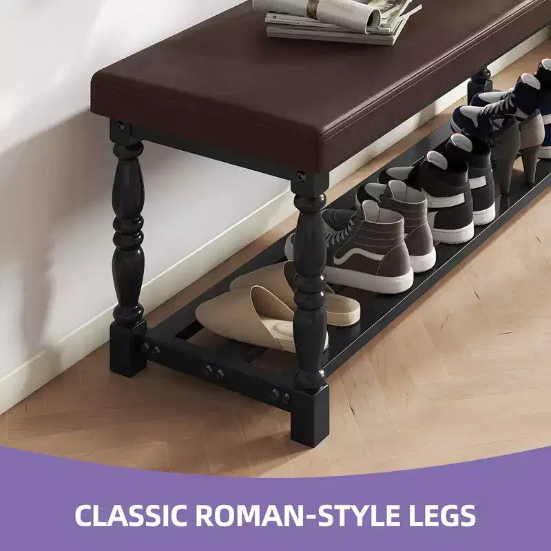 Banc à Chaussures d'Entrée avec Coussin et Rangement pour 5 à 6 Paires de Chaussures
