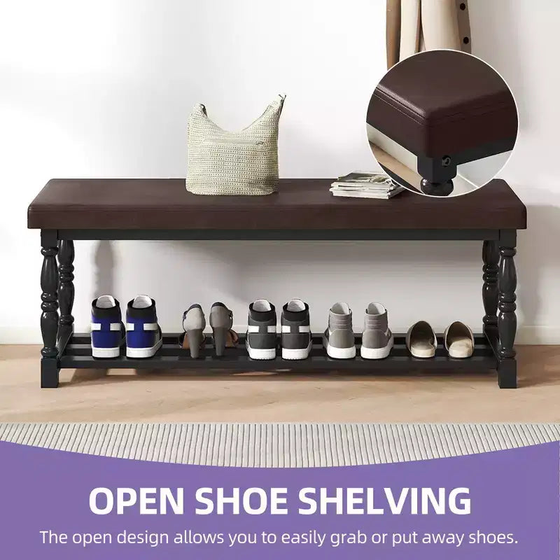 Banc à Chaussures d'Entrée avec Coussin et Rangement pour 5 à 6 Paires de Chaussures