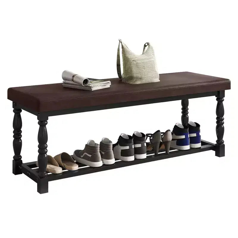Banc à Chaussures d'Entrée avec Coussin et Rangement pour 5 à 6 Paires de Chaussures
