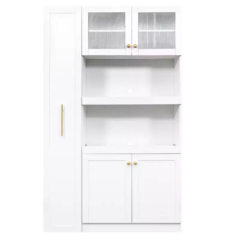 Meuble de garde-manger en bois blanc de 109,98 cm avec système coulissant
